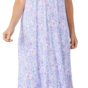 Tommy Bahama Womens Purple Paisley Long Sleep Gown