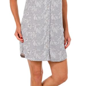 Tahari Women's Short Sleeve Floral Button Down Sleep Dress
