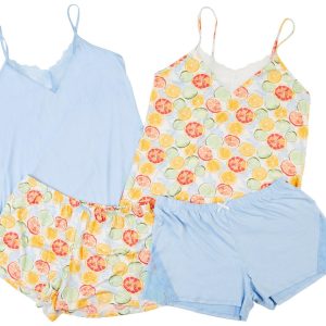 Flora Womens 4 Pc Citrus Pajama Shorts Sets