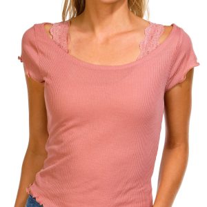 Pink Rose Juniors Mesh Short Sleeve 2Fer Top