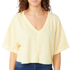Discreet Juniors Ribbed V-Neck Top