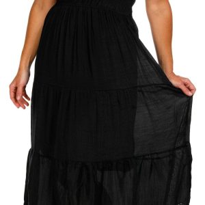 Kings Road Women's Short Sleeve Tiered Midi Dress