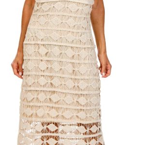 Kings Road Womens Sleeveless Crochet Midi Dress