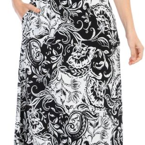 Ellen Tracy Womens Paisley V-Neckline Maxi Dress
