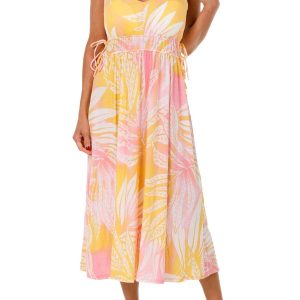 Harlow & Rose Women's Sleeveless Leaf Print Midi Dress