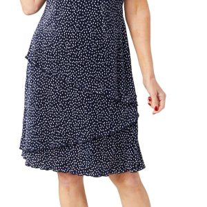 Connected Apparel Womens Short Sleeve Polka Dot Dress