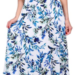 Connected Apparel Womens Sleeveless Floral Boat Neck Dress
