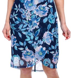 Connected Apparel Womens Sleeveless Floral Cowl Neck Dress
