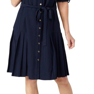 Sharagano Womens 3/4 Rolled Sleeve Stretch Shirt Dress