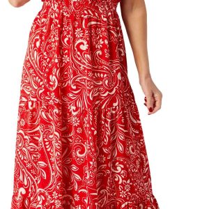 London Times Womens Sleeveless Paisley Maxi Dress
