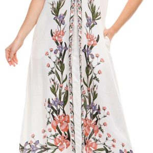 Max Studio Womens Linen V Neck Maxi Dress