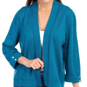 99 Jane Street Womens Solid 3/4 Sleeve Cardigan