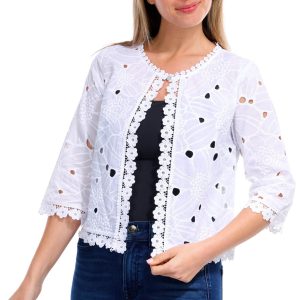 Rabbit Rabbit Womens 3/4 Sleeve Lace Shrug