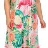 Coral Bay Plus Short Sleeve Flamingo Palms Swing Dress