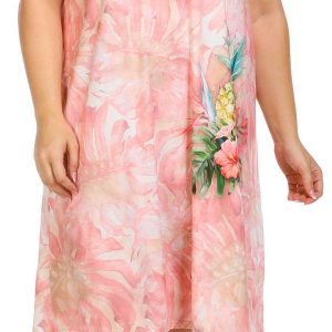 Coral Bay Plus Short Sleeve Tropical Floral Swing Dress