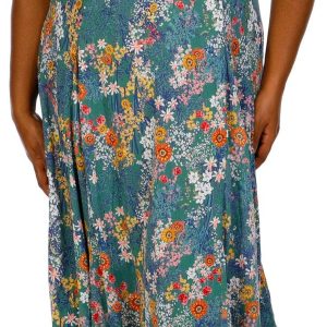 Lola P Plus Short Sleeve Floral V-Neck Tie Back Dress
