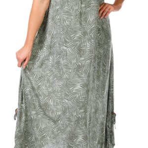 Kaktus Plus Sleeveless Print Palm Crepon Dress