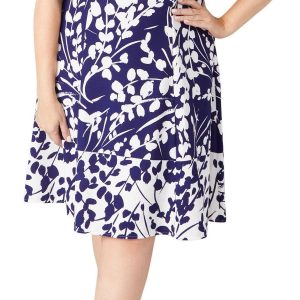 London Times Plus Cap Sleeve Fit n Flare Dress