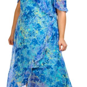 London Times Plus Cold Shoulder Midi Dress