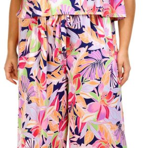 C'est La Vie Plus Short Sleeve Printed Jumpsuit