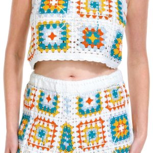 Rebellion Juniors 2 Pc Crochet Crop Top Set