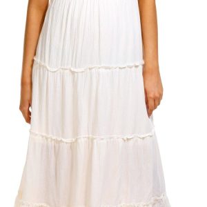 No Comment Juniors Solid Crochet Tier Midi Dress