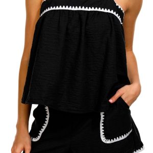 No Comment Juniors 2 Pc Triangle Trim Shorts Set