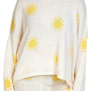 Moon & Madison Juniors Long Sleeve Sunshine Motif Top