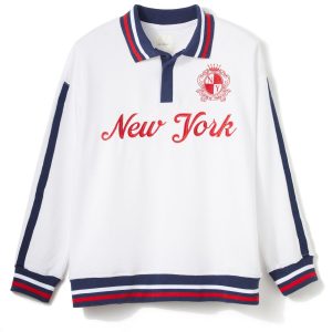 No Comment Juniors Embossed NY Rugby Polo Sweater