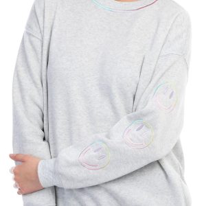 No Comment Juniors Embroidered Long Sleeve Sweatshirt