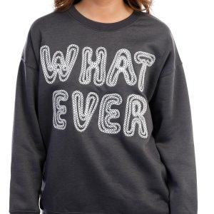 No Comment Juniors Embroidered Long Sleeve Sweatshirt