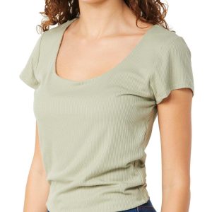 Derek Heart Juniors Ribbed Scoop Short Sleeve Top