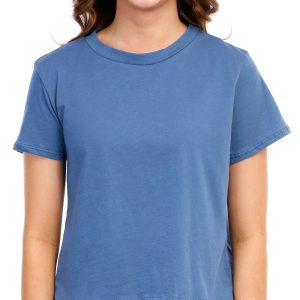 Discreet Juniors Solid Short Sleeve Boxy Crop Top