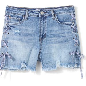 YMI Juniors Lace Up Bow Denim Shorts