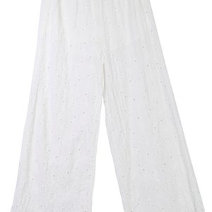 Ocean Drive Juniors Floral Eyelet Wide Leg Pants
