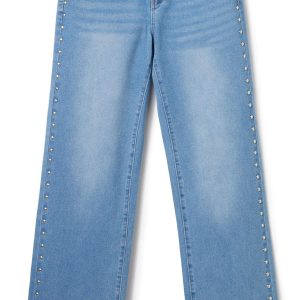 No Comment Juniors Studded Straight Leg Jeans