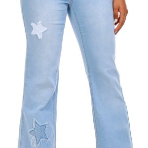 No Comment Juniors Distressed Star Flare Jeans