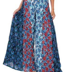 Angie Juniors Wide Leg Americana Floral Print Beachy Pants