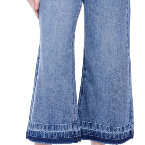 Rewash Juniors Mid Rise Crop Wide Leg Jeans