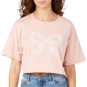 Derek Heart Juniors Lace Bow Crop Top