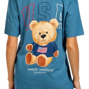 Simply Southern Juniors Short Sleeve USA Teddy Tee