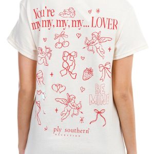 Simply Southern Juniors Be Mine Cherubs Print Tee