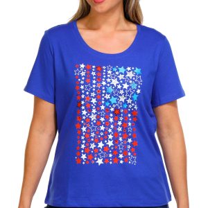Coral Bay Petite Short Sleeve Rhinestone Star Top