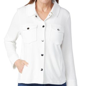 Onque Petite French Terry Button Down Jacket