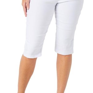 Fit Sight Petite Solid Double Snap Button Hem Capris