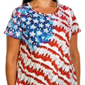 One World Plus Americana Stars and Stripes Print Top