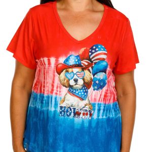 One World Plus Americana Dog Short Sleeve Top