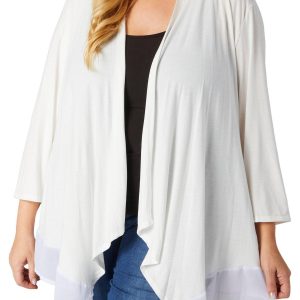 Juniper + Lime Plus 3/4 Sleeve Chiffon Hem Cardigan