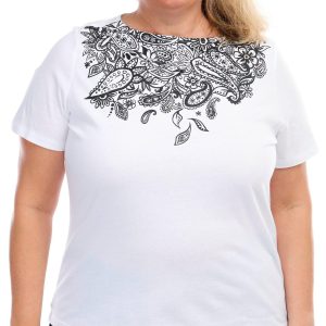 Coral Bay Plus Print Rhinestone Short Sleeve T-Shirt