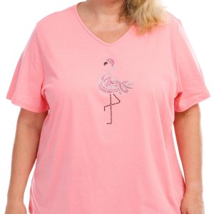Coral Bay Plus Print Flamingo Short Sleeve T-Shirt